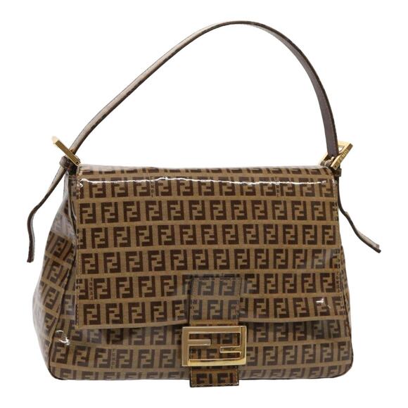 FENDI Zucchino Canvas Mamma Baguette Shoulder Bag Beige - Picture 1 of 13